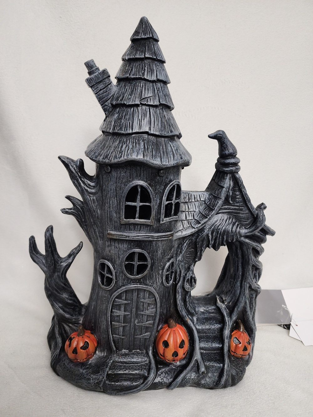 Halloween Haunted Tree House with Pumpkins - Black Gray Lightup/Sounds Video